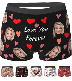 Custom Mens Boxer Briefs Personalized Underwear with Photo Picture Customized Girlfriends Face Boxers Gifts for Boyfriend Husband Him Medium