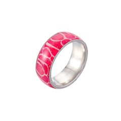 Glow Stainless Steel Ring with Irregular Zebra Pattern