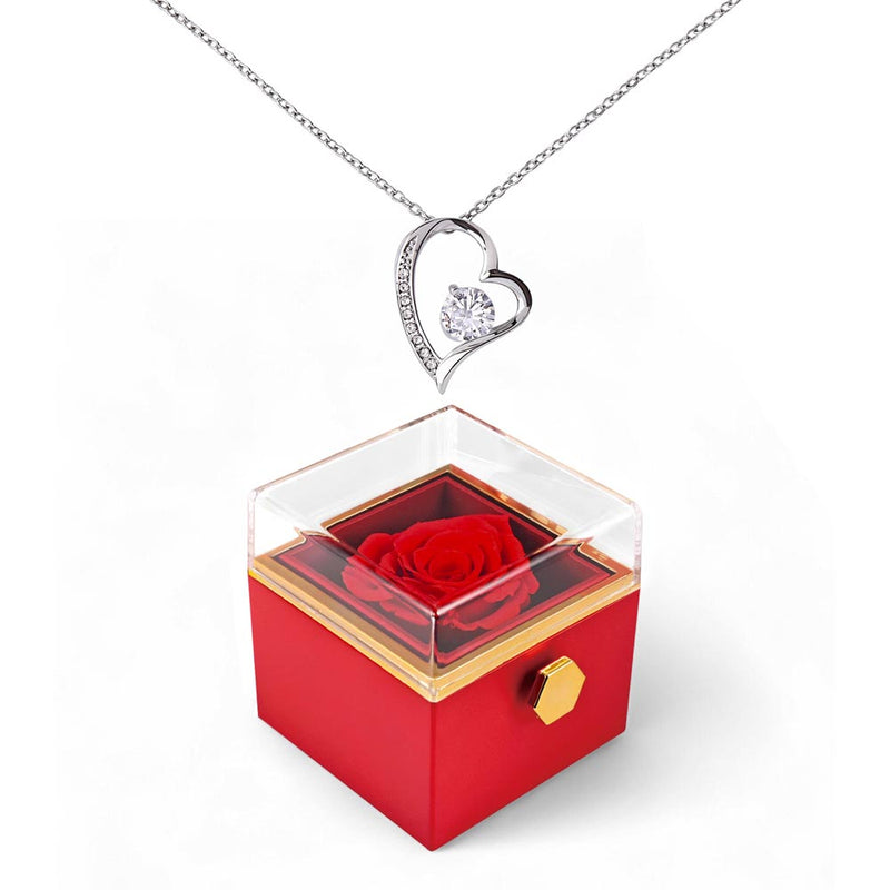 Forever Love Necklace with Rotating Rose Gift Box
