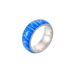 Glow Stainless Steel Ring with Irregular Zebra Pattern