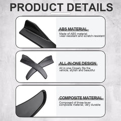 Universal Black Carbon Fiber Car Bumper Spoiler Set